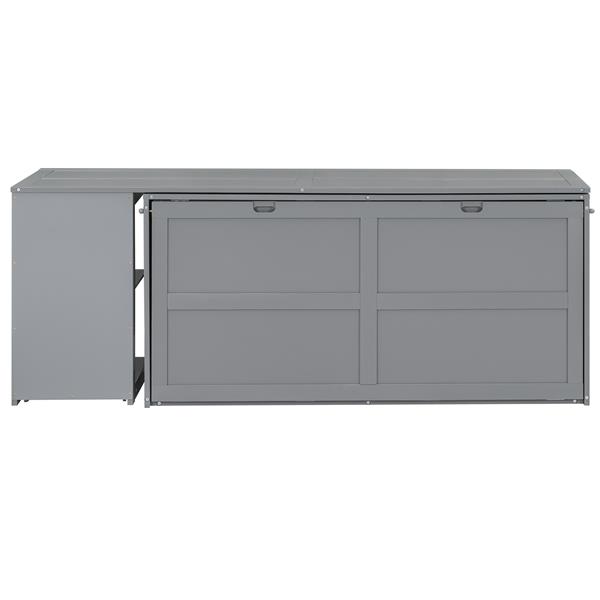 Queen Size Murphy Bed with Rotable Desk, Gray