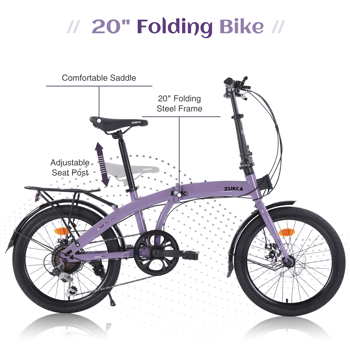 20\\" Folding Bike Steel Frame 7 Speed City Bike 