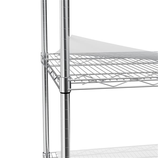 5-tier heavy-duty adjustable shelving and racking, 300 lbs. per wire shelf, With wheels, adjustable feet and shelf liners, for warehouses, supermarkets, kitchens, etc. 59.45 "L × 24.02 "W × 71.65 "H