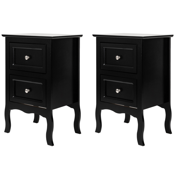 2pcs Country Style Two-Tier Night Tables Large Size Black (Same model: 46330063)