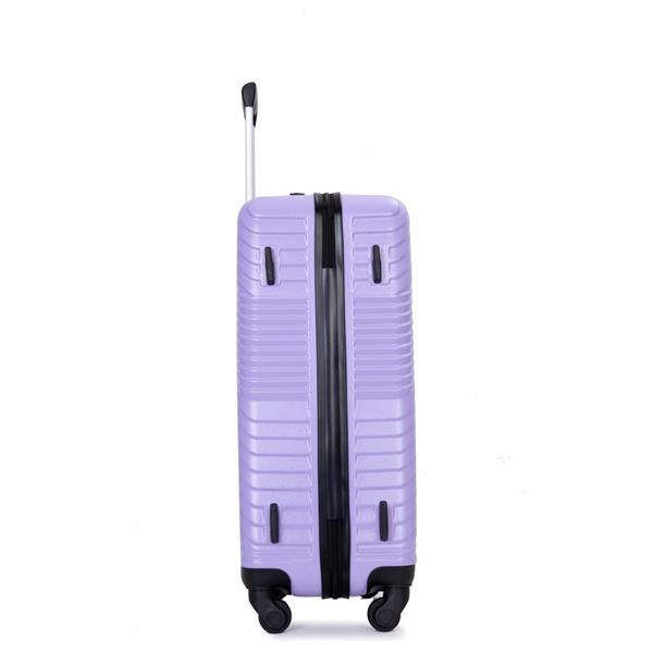 3 Piece Luggage Sets PC+ABS Lightweight Suitcase with Two Hooks, Spinner Wheels, (20/24/28) Light Purple