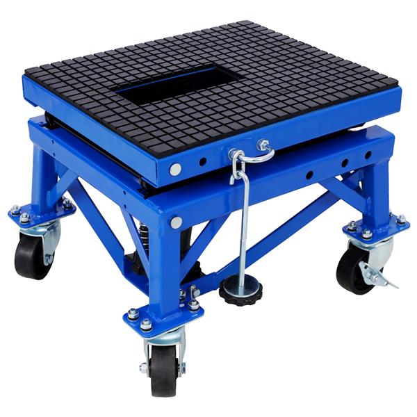 300 lbs Hydraulic Motorcycle Scissor Jack Lift Foot Step Wheels for Small Dirt Bikes,blue color