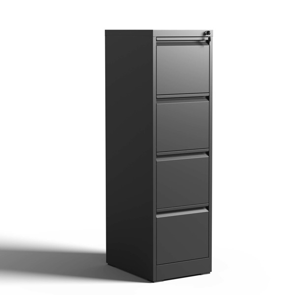 4 Drawer Metal Vertical File Cabinet with Lock Office Home Steel Vertical File Cabinet for A4 Legal/Letter Size 