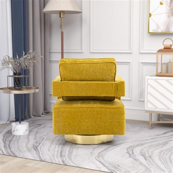 30.7"W Swivel Accent Open Back Chair Modern Comfy Sofa Chair With ld Stainless Steel Base For Nursery Bedroom Living Room Hotel Office, Club Chair Leisure Arm Chair For Lounge (Mustard Chenille)