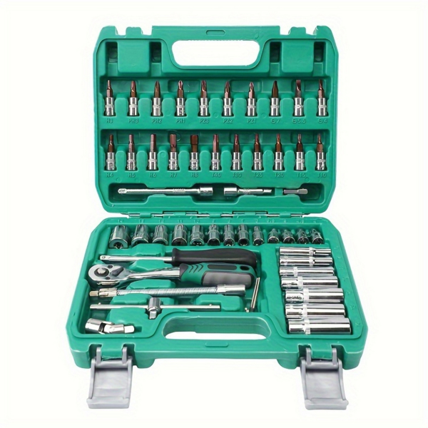 53 piece auto repair 72 tooth quick ratchet wrench S2 batch head dual-purpose wrench extension socket tool set