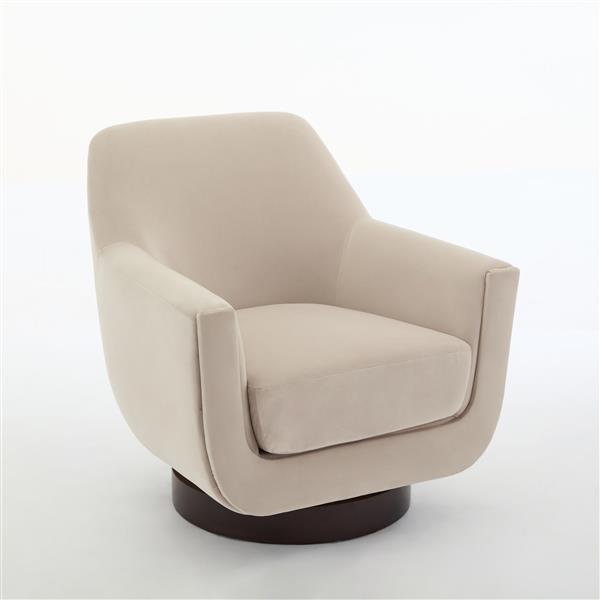 U-shaped Fully Assembled Swivel Chair Velvet Chair Armchair Round Barrel Chair for Living Room Bedroom,Beige