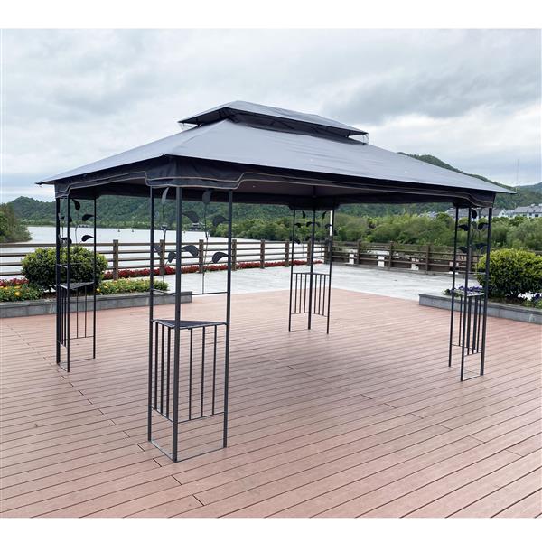 13x10 Outdoor Patio Gazebo Canopy Tent With Ventilated Double Roof And Mosquito net(Detachable Mesh Screen On All Sides),Suitable for Lawn, Garden, Backyard and Deck,Gray Top