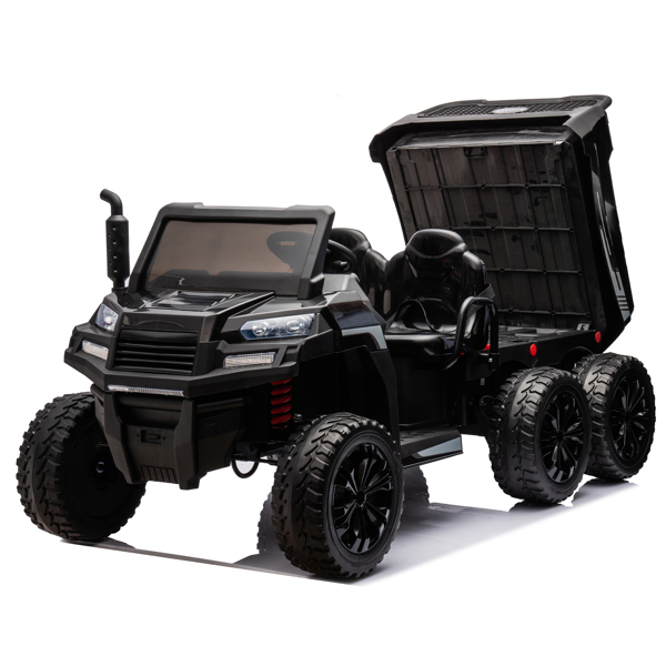 24V 2-Seater UTV-XXL Ride On Truck with Dump Bed for kid,Ride On 4WD UTV with 6 Wheels,Foam Tires, Suitable for Off-Roading,remote control,Three-Point Safety Harness