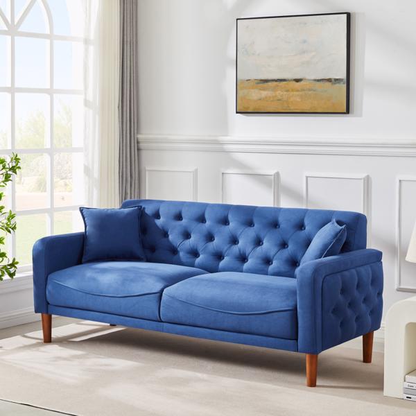 77.95 "Sponge Cushioned Sofa - Blue(Solid wood legs are detachable)