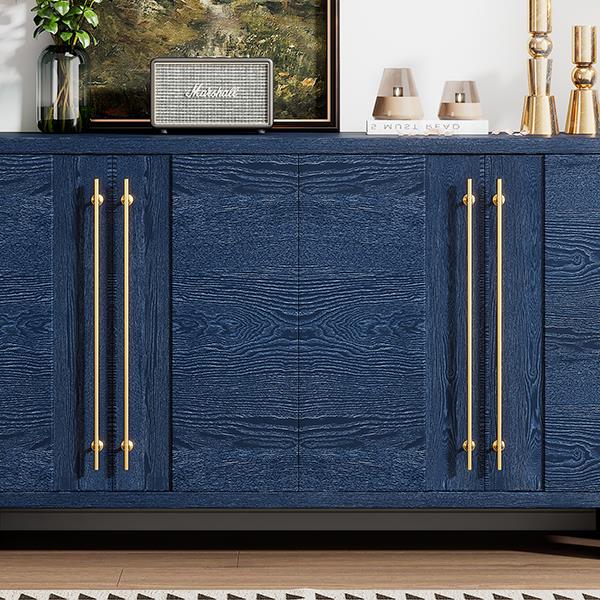 Wood Traditional Style Sideboard with Adjustable Shelves and Gold Handles for Kitchen, Dining Room and Living Room (Antique Navy)