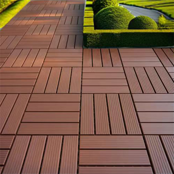 44PCS Straight stripe dark brown 11.8 "x11.8" (30cmx30cm) interlocking deck tiles - waterproof, non-slip, all-day outdoor inner patio floor -3D wood grain design ideal for courtyards, balconies