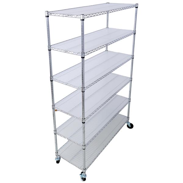 6 Tier 6000lbs Capacity NSF Metal Shelf Wire Shelving Unit, Heavy Duty Adjustable Storage Rack with Wheels & Shelf Liners for Commercial Grade Utility Steel Storage Rack, chrome- 82"H x 48"L x 18"D