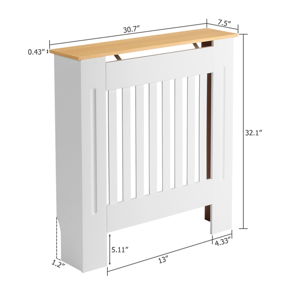 Cache-radiateur Conception traditionnelle simple ventilée Motif à rayures verticales en panneau MDF E1, Blanc, S