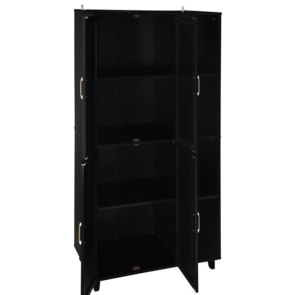 4 Door Cabinet with 4 Shelves with 4 Adjustable Inner Shelves, Storage Cabinet