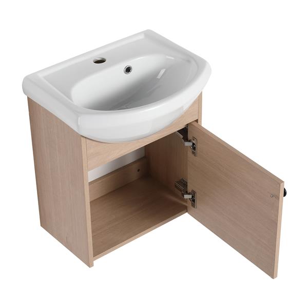 Small Size 18 Inch Bathroom Vanity With Ceramic Sink,Wall Mounting Design