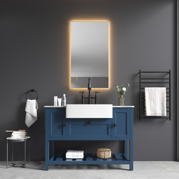 42x24 Inch LED Backlit Bathroom Mirror with Metal Frame, Wall Mounted Vanity Mirror with Smart Touch Button, Anti-Fog, Memory Function, 3 Colors, Stepless Dimmable Makeup Mirror(Horizontal/Vertical)