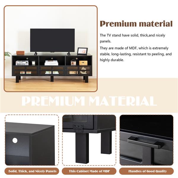 TV stand,TV cabinet,American country style TV lockers,The toughened glass door panel,Metal handles,birch legs,Turn down the drawer,can be placed in Lounge Room,Living Room or Bedroom,color:black