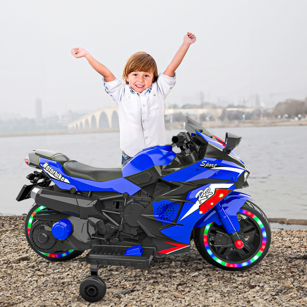 12V Electric Motorcycle for Kids, Powered Toy Motorcycle, Child Motorcycle Ride On with Light Wheels and Bluetooth Music (No shipping on weekends) (Temu, Walmart Amazon  prohibited)