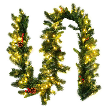 9 Feet Christmas Garland Red Berrieswith LED Lights