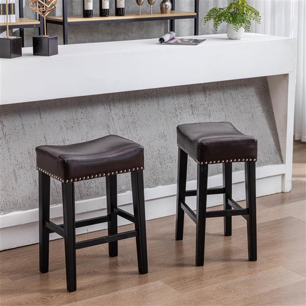 Furniture,Counter Height 26" Bar Stools for Kitchen Counter Backless  Faux Leather Stools Farmhouse Island Chairs (26 Inch, Brown, Set of 2)