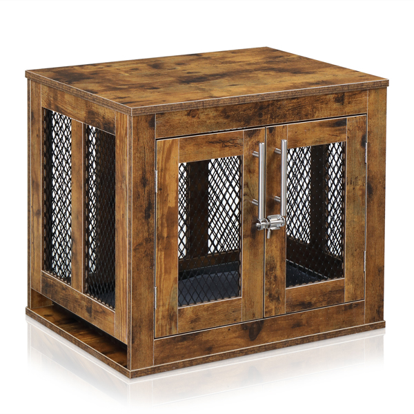 Furniture Dog Crate with Tray for Small Dogs, Indoor Aesthetic Puppy Kennel Pet House Dog Cage with Door, Modern Decorative Wood Pretty Cute Fancy End Side Table Nightstand, Rustic Brown