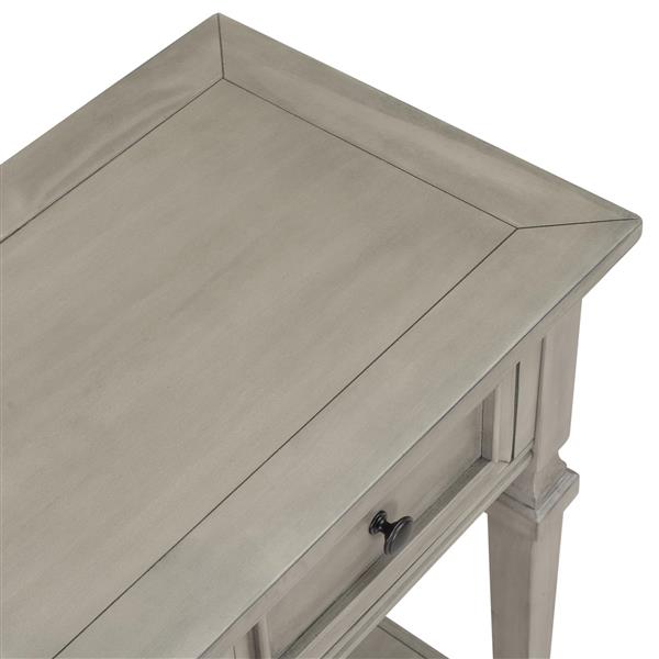 Classic Retro Style Console Table with Three Top Drawers and Open Style Bottom Shelf, Easy Assembly (Gray Wash)