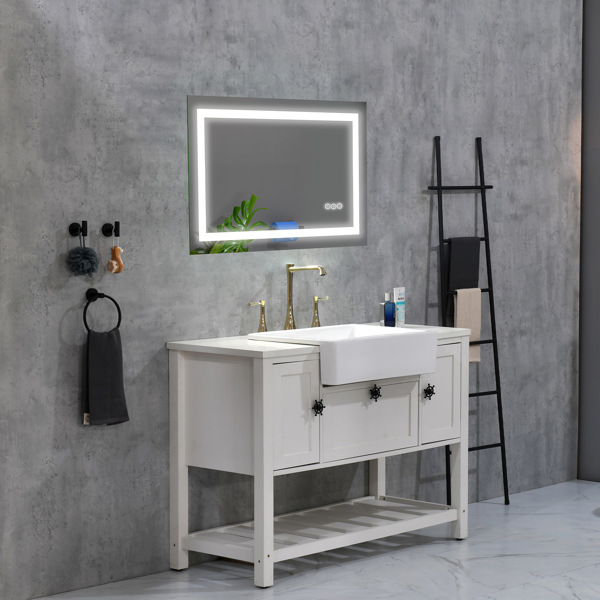 40x20 Inch LED Bathroom Mirror with Frontlit and Backlit, Wall Mounted Vanity Mirror with Smart Touch Button, Anti-Fog, Memory Function, 3 Colors, Stepless Dimmable Makeup Mirror(Horizontal/Vertical)