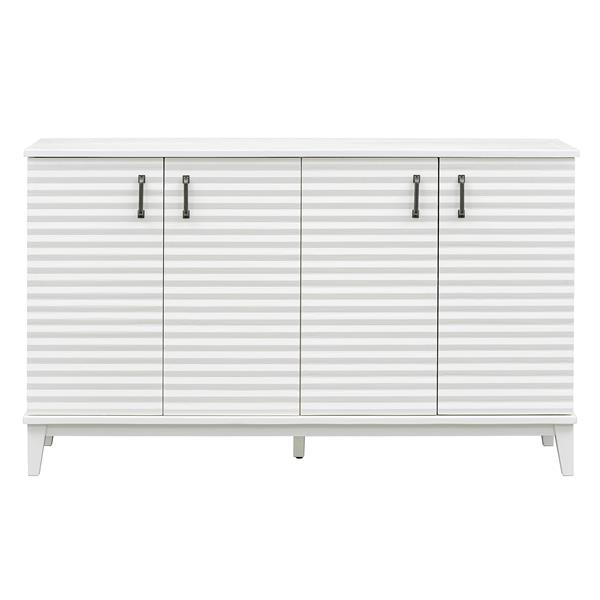 Sideboard with 4 Door Large Storage Buffet with Adjustable Shelves and Metal Handles for Kitchen, Living Room, Dining Room (Antique White)