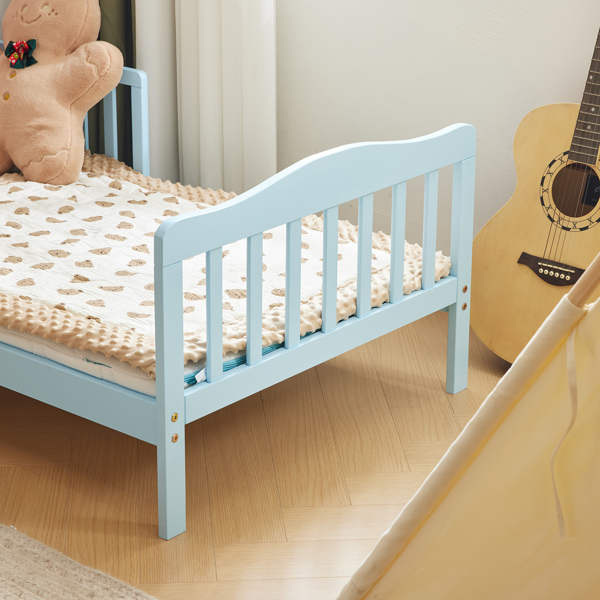 Single Vertical Board with Guardrails on Both Sides Blue 135*75*62.5cm Wooden Bed Pine Children