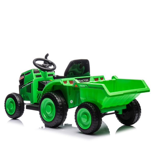 12V Kids Ride On Electric Tractor Black Knight,Kids Ride On Toy.2WD,Non-skid tires, steering wheel, foot pedal,With Removable storage tug,Light,Bluetooth,Music,MP3,USB,Power Display For Kids Aged 3+.