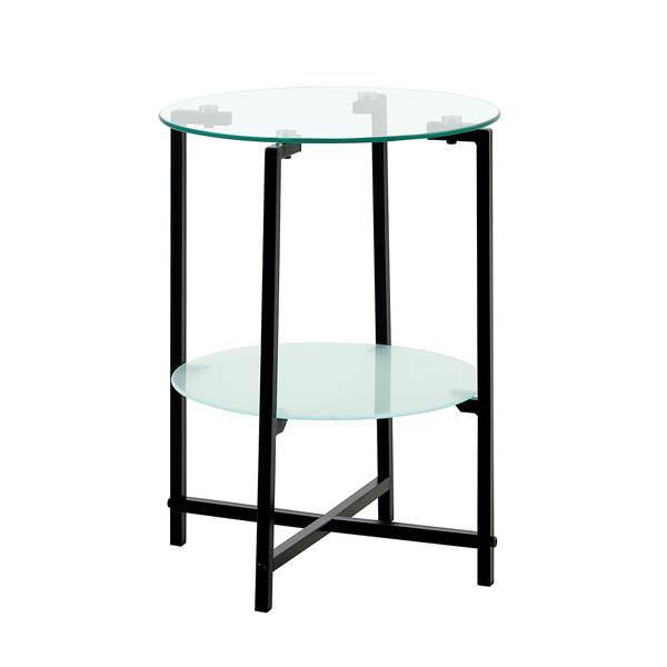 2-piece set (Clear) Tempered Glass End Table, Round Coffee Table for Bedroom Living Room Office