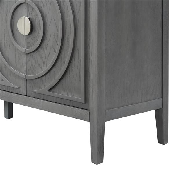 Retro Sideboard door with Circular Groove Design Round Metal Door Handle for Entrance, Dinning Room, Living Room (Gray)