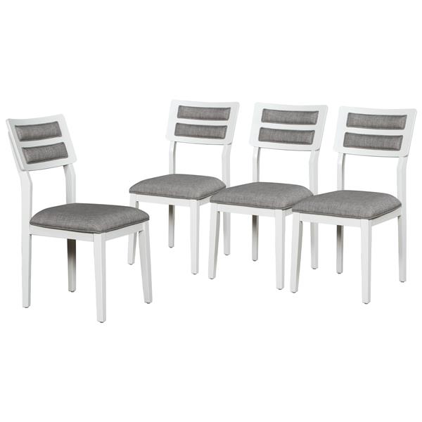 Classic and Traditional Style 6 - Piece Dining Set, Includes Dining Table, 4 Upholstered Chairs & Bench (White+Gray)