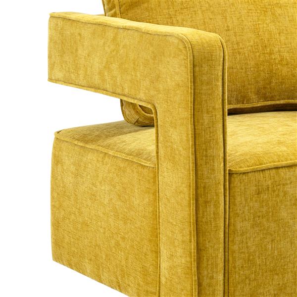 30.7"W Swivel Accent Open Back Chair Modern Comfy Sofa Chair With ld Stainless Steel Base For Nursery Bedroom Living Room Hotel Office, Club Chair Leisure Arm Chair For Lounge (Mustard Chenille)