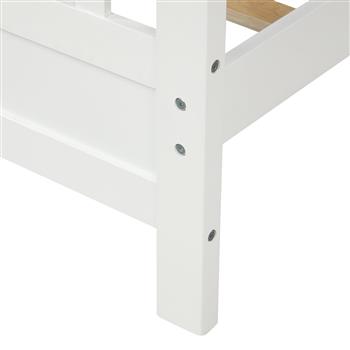 Wood Platform Bed with Headboard and Footboard, Full (White)