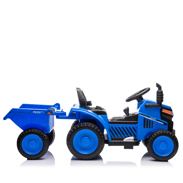 12V Kids Ride On Electric Tractor Black Knight,Kids Ride On Toy.2WD,Non-skid tires, steering wheel, foot pedal,With Removable storage tug,Light,Bluetooth,Music,MP3,USB,Power Display For Kids Aged 3+.