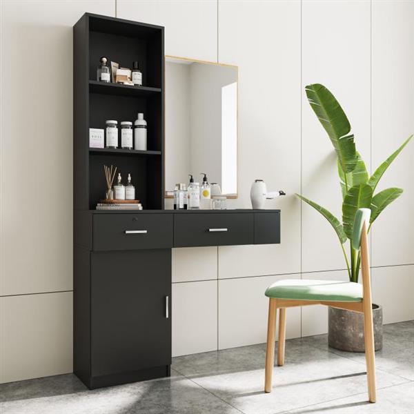 Black modern simple hair desk, multi-layer storage, large storage space