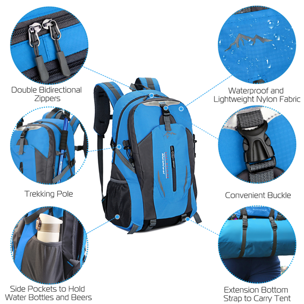 Hiking Daypack,36L Outdoor Backpack Waterproof Daypack Travel Knapsack Water Resistant Lightweight Packable Backpack for Travel Camping Outdoor