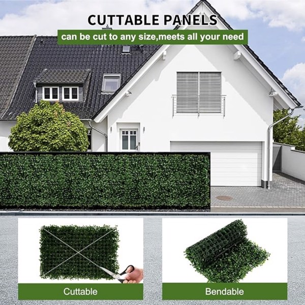 24 pieces of 23.6 "x 15.75 " artificial boxwood boards, grass wall panels, boxwood fence panels, UV protection suitable for artificial green wall decoration, fence garden wedding backyard decoration