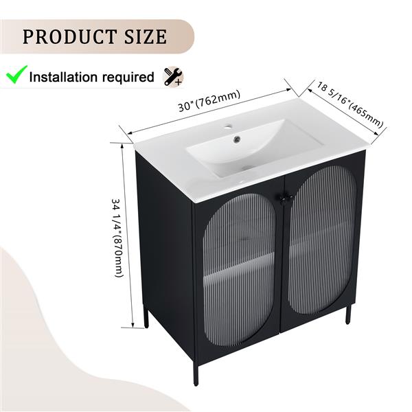 30 Inch Freestanding Bathroom Vanity With Ceramic SInk