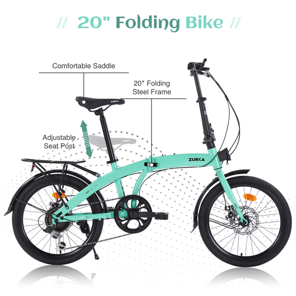 20" Folding Bike Steel Frame 7 Speed City Bike 