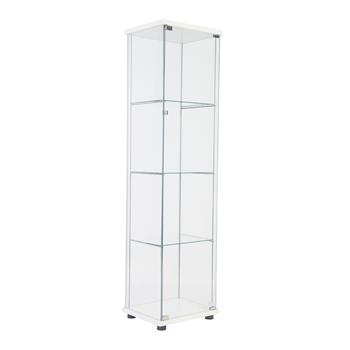 One Door <b style=\\'color:red\\'>Glass</b> Cabinet <b style=\\'color:red\\'>Glass</b> Display Cabinet with 4 Shelves, White