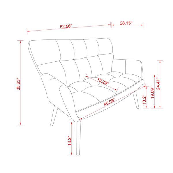 52'' Small Loveseat Sofa, Couch 2-Seater with Quilting Backs for Living Room, Bedroom and Small Space(COLOR:PINK)