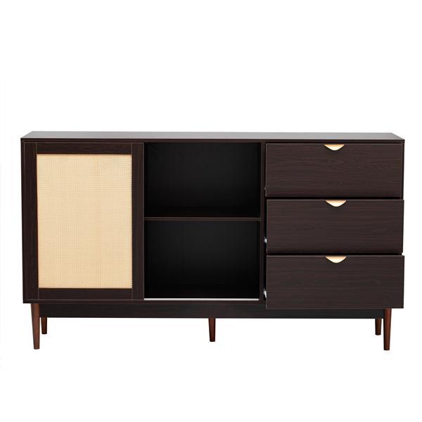 Featured Two-door Storage Cabinet with Three Drawers and Metal Handles , Suitable for Corridors, Entrances, Living rooms, and Study