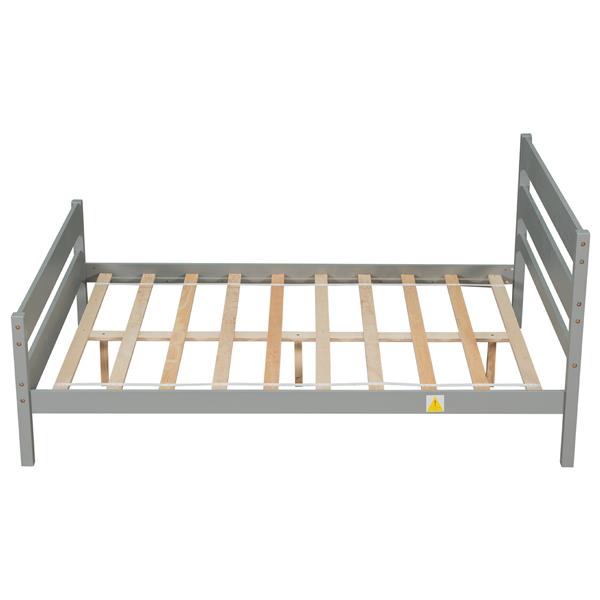 Full Bed with Headboard and Footboard,Grey