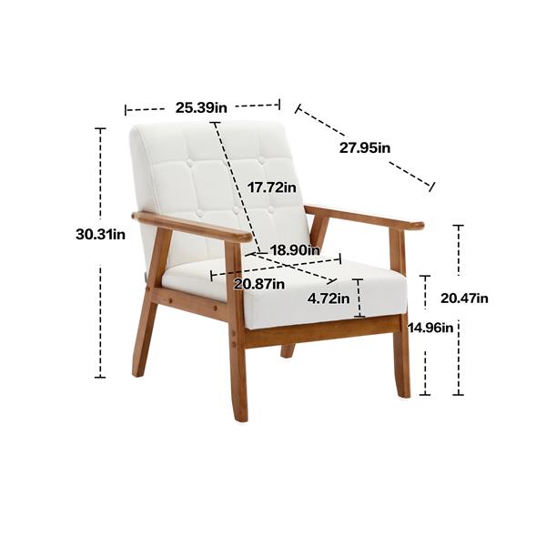 Leisure Chair with Solid Wood Armrest and Feet, Mid-Century Modern Accent chair, for Living Room Bedroom Studio chair