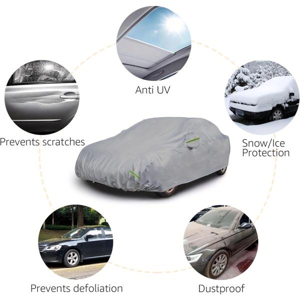 Universal car cover, sunscreen and dustproof universal car cover, suitable for large cars measuring 450 * 140 * 130cm（Grey）