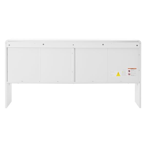 Minimalist Style 60"L Large Storage Space Sideboard with 4 Doors and Rebound Device for Living Room and Entryway (White)