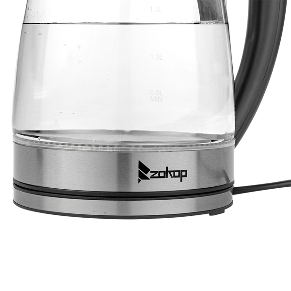 【Old Code：93541003】 ZOKOP HD-1857-A 110V 1200W 1.8L Electric Glass Kettle US Plug