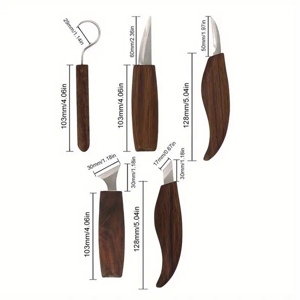 Wood Carving Tools, 8Pcs Woodworking Tools Includes Carving Knives, Wood Sharpening Knives, Wood Scraping Knives, Spoon Knives for DIY Sculpture Carpenter Experts Beginners